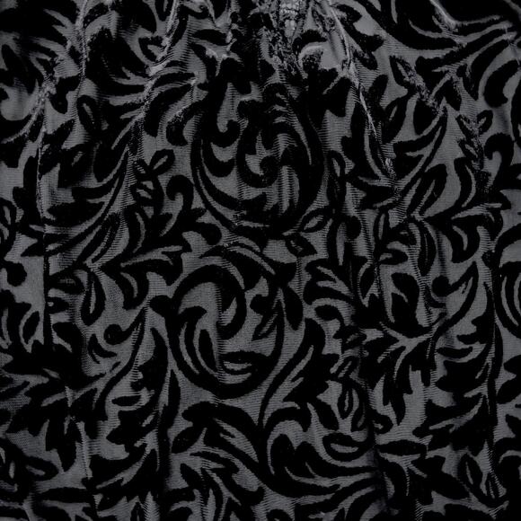 Ambrielle Black Lace Bodysuit Large Sexy Plunge Neck Spagetti Strap Velvet Lace - Picture 5 of 9